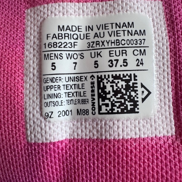 Converse Women’s Hot Pink High-Top Sneakers with Teal Stars and writing - Picture 9 of 9